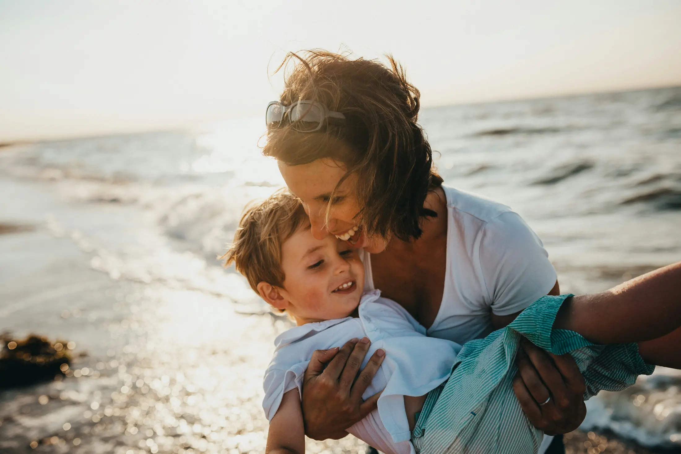 Mother and child at the beach, Cyprus